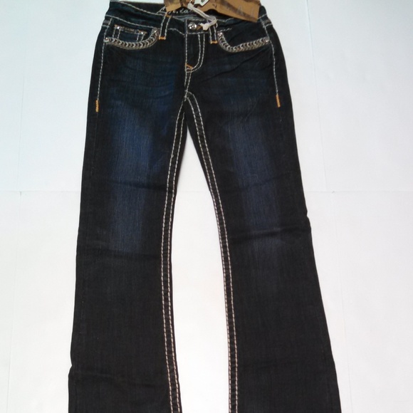 LA Idol Jeans Flap Pockets Stretch Bling Stitched - Picture 7 of 8